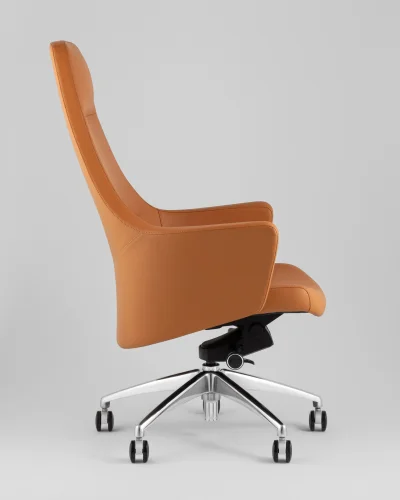 Кресло руководителя TopChairs Ferris, коричневое УТ000039421 Stool Group, коричневый/экокожа, ножки/металл/хром, размеры - *1280**** фото 3