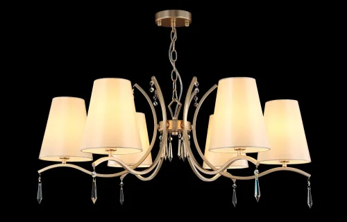 Люстра подвесная RENATA SP6 GOLD Crystal Lux бежевая на 6 ламп, основание золотое в стиле арт-деко фото 2