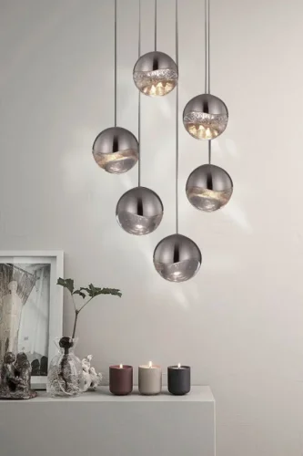 Светильник подвесной ImperiumLoft Globo 6U nickel SD3301-6U nickel 109524-30 ImperiumLoft прозрачный на 6 ламп, основание никель в стиле лофт фото 3