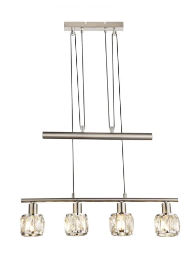 Светильник подвесной Kris 54356-4Z Globo прозрачный 4 лампы, основание матовое никель в стиле современный 