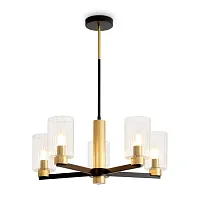 Люстра на штанге Ombre FR2051CL-05BBS Freya прозрачная на 5 ламп, основание чёрное в стиле классический Люстра на штанге Ombre FR2051CL-05BBS Freya прозрачная на 5 ламп, основание чёрное в стиле классический