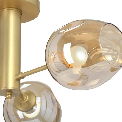 Люстра потолочная V3956-8/3PL Vitaluce бежевая на 3 лампы, основание золотое в стиле арт-деко  фото 2
