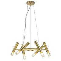 Светильник подвесной Sigaro V000233 Indigo прозрачный 6 ламп, основание золотое в стиле современный трубочки