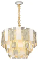 Люстра подвесная Agati WE124.20.303 Wertmark прозрачная белая на 20 ламп, основание золотое в стиле арт-деко 