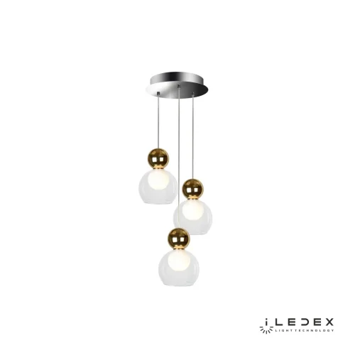 Светильник подвесной LED Blossom C4476-3R GL iLedex золотой прозрачный 1 лампа, основание хром в стиле модерн хай-тек каскад шар фото 3