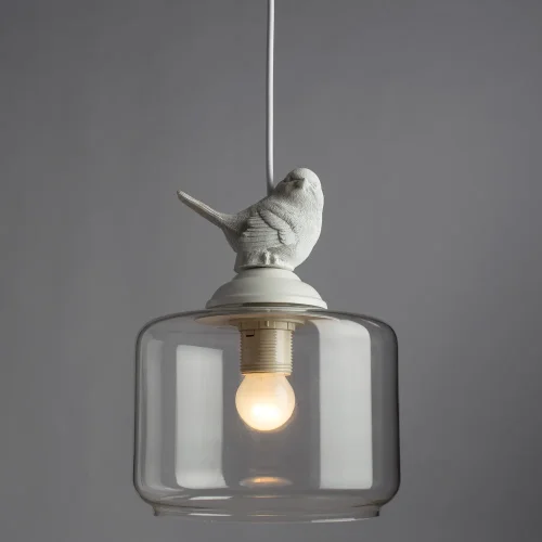 Светильник подвесной лофт Passero A8029SP-1WH Arte Lamp прозрачный 1 лампа, основание белое в стиле лофт птички фото 2
