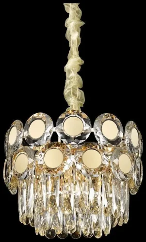Люстра подвесная хрустальная Claudia WE134.05.303 Wertmark прозрачная на 5 ламп, основание золотое в стиле современный классический 