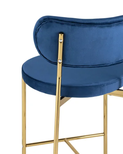 Cтул полубарный Барбара, велюр синий, золотые ножки УТ000028063 Stool Group, синий/велюр, ножки/металл/золотой, размеры - ****485*535 фото 5