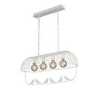 Светильник подвесной V2915-0/4 Vitaluce белый на 4 лампы, основание бежевое в стиле современный птички