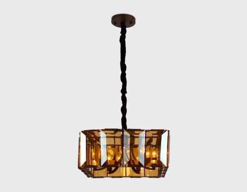 Люстра подвесная Traditional TR5150 Ambrella light янтарная на 6 ламп, основание коричневое в стиле классический современный  фото 5