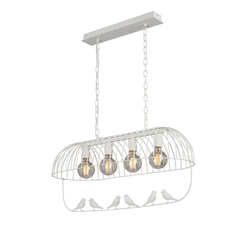 Светильник подвесной V2915-0/4 Vitaluce белый на 4 лампы, основание бежевое в стиле современный птички Светильник подвесной V2915-0/4 Vitaluce белый на 4 лампы, основание бежевое в стиле современный птички