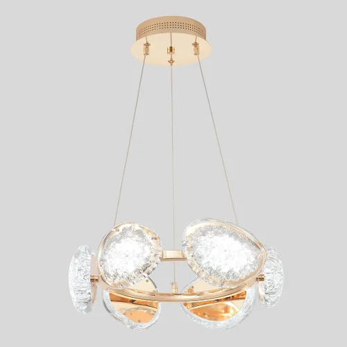 Люстра подвесная LED с пультом FELICIDAD SP48W LED Crystal Lux прозрачная на 1 лампу, основание золотое в стиле современный фото 2