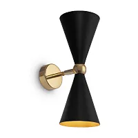 Бра Vesper MOD108WL-02GB Maytoni чёрный 2 лампы, основание золотое в стиле арт-деко современный 