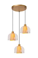 Светильник подвесной Gunhild 30460/13/60 Lucide бежевый прозрачный на 3 лампы, основание латунь матовое золото в стиле современный каскад