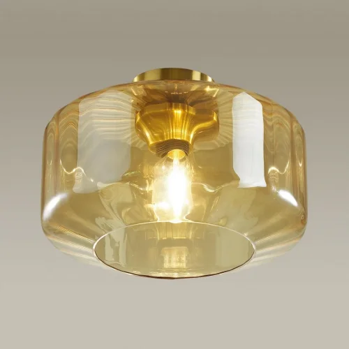 Светильник потолочный Binga 4747/1C Odeon Light янтарный 1 лампа, основание бронзовое в стиле современный 