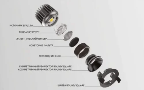 Рефлектор для встраиваемого светильника DYNAMIC REFLECTOR SQUARE SLOPE CH Ideal Lux на 1 , основание хром в стиле фото 3