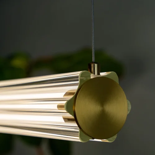 Светильник подвесной LED Pastel 1711/17 SP-19 Divinare прозрачный на 1 лампу, основание латунь в стиле современный линейный фото 5
