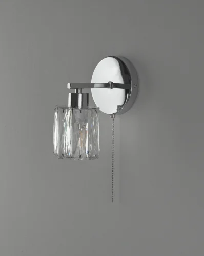 Бра с выключателем Prismique V11687-1W Moderli прозрачный на 1 лампу, основание хром в стиле современный 