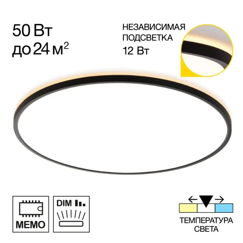 Светильник потолочный LED Norma CL748601 Citilux белый на 1 лампу, основание чёрное в стиле современный круглый
