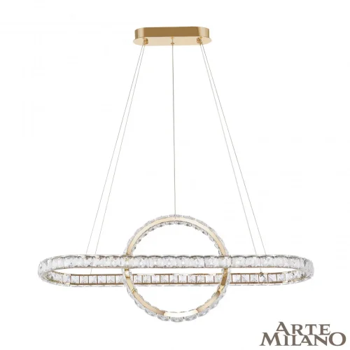 Люстра подвесная LED с пультом AM-Venezia 311311/L1000 GD Arte Milano прозрачная на 1 лампу, основание золотое в стиле современный кольца с пультом фото 4