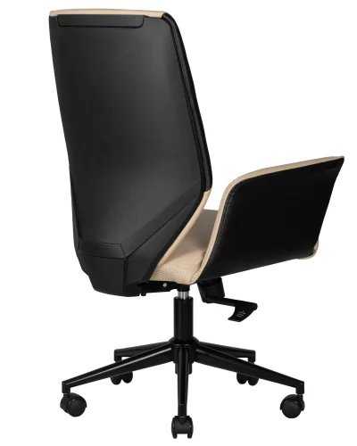 Офисное кресло для руководителя 127B-LMR MAXWELL, цвет кремово-черный Dobrin, кремовый чёрный/экокожа, ножки/металл/чёрный, размеры - 1000*1100***640*610 фото 4