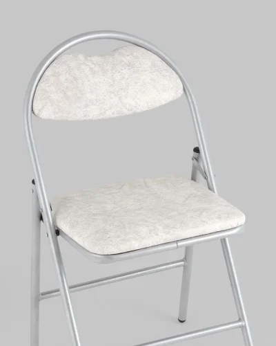 Стул складной Hagen экокожа белый мрамор каркас металлик УТ000036849 Stool Group, белый/экокожа, ножки/металл/серый, размеры - *820***440*460 фото 4