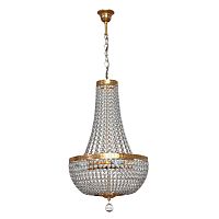 Люстра хрустальная подвесная Castellana E 1.5.40.100 G Arti Lampadari прозрачная без плафона на 6 ламп, основание золотое в стиле классический 