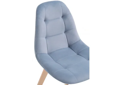 Деревянный стул Filip blue / wood 15102 Woodville, синий/велюр, ножки/массив бука дерево/натуральный, размеры - ****460*530 фото 5