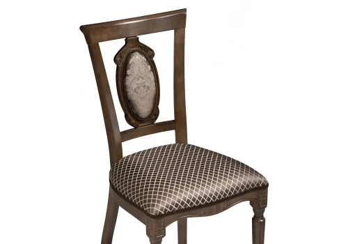 Деревянный стул Лино орех / ромб 494211 Woodville, коричневый/ткань, ножки/массив бука дерево/орех, размеры - ****480*560 фото 5