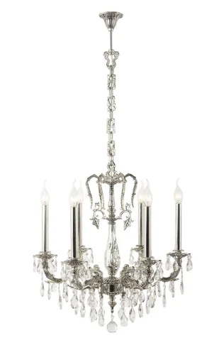 Люстра хрустальная подвесная Aosta E 1.1.6.400 SB Dio D'Arte без плафона на 6 ламп, основание серое серебряное в стиле классический 