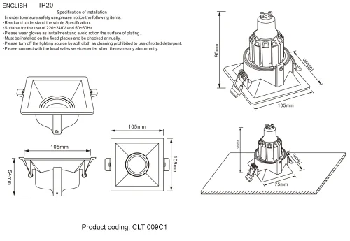 Светильник точечный CLT 009C1 BL Crystal Lux чёрный на 1 лампу, основание чёрное в стиле современный фото 3