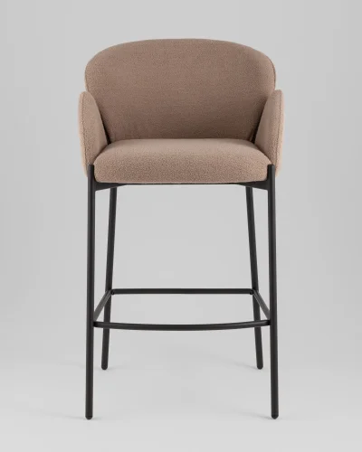 Стул барный Melia, светло-коричневый, сиденье УТ000040515 Stool Group, коричневый/букле, ножки/металл/чёрный, размеры - ***** фото 2