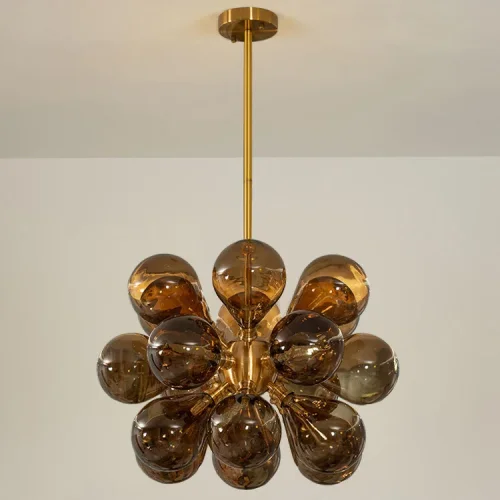 Люстра потолочная GRAPE MILK Amber 219502-23 ImperiumLoft янтарная на 18 ламп, основание латунь в стиле минимализм  фото 6