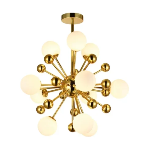 Люстра потолочная Lidia APL.830.07.11 Aployt белая на 11 ламп, основание золотое в стиле современный молекула шар