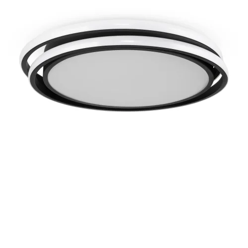 Люстра потолочная LED с пультом Lisoa FR10031CL-L98B Freya белая на 1 лампа, основание чёрное в стиле хай-тек современный с пультом кольца фото 2