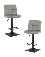 Стул барный набор 2 шт. SET-2 5018-LM DOMINIC, цвет сиденья серый велюр (MJ9-75), цвет основания черный Dobrin, /велюр, ножки/металл/чёрный, размеры - 940*1150***420*520 Стул барный набор 2 шт. SET-2 5018-LM DOMINIC, цвет сиденья серый велюр (MJ9-75), цвет основания черный Dobrin, /велюр, ножки/металл/чёрный, размеры - 940*1150***420*520