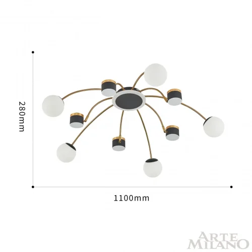 Люстра потолочная LED Ferrara-71040 272040/10 BK/GD Arte Milano белая на 1 лампу, основание чёрное в стиле современный хай-тек фото 2