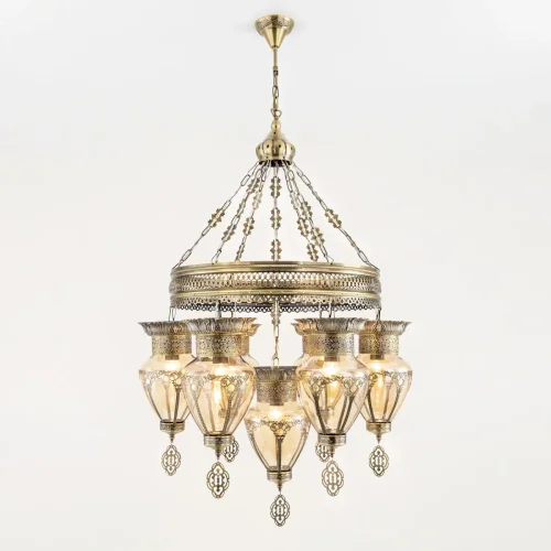 Люстра подвесная Каир CL419263 Citilux янтарная на 7 ламп, основание бронзовое в стиле восточный  фото 3