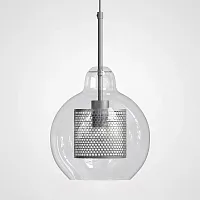 Светильник подвесной CATCH F pear silver D25 186713-26 ImperiumLoft прозрачный 1 лампа, основание серебряное в стиле современный 