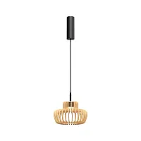 Светильник подвесной LED MOD465PL-L12BK2 Namiki Maytoni бежевый коричневый на 1 лампу, основание чёрное в стиле современный кантри Светильник подвесной LED MOD465PL-L12BK2 Namiki Maytoni бежевый коричневый на 1 лампу, основание чёрное в стиле современный кантри
