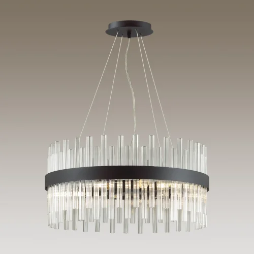 Люстра подвесная Noriko 5272/6 Lumion прозрачная на 6 ламп, основание чёрное в стиле современный  фото 3