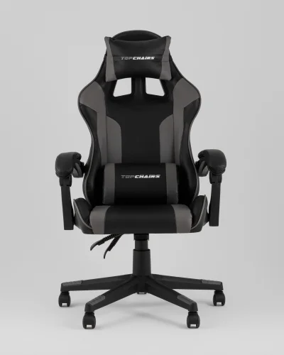 Кресло спортивное TopChairs Commander, черно-серый УТ000039476 Stool Group, чёрный/экокожа, ножки/полимер/чёрный, размеры - 1170*1270***710*710 фото 7