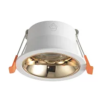 Светильник точечный CLT 081C WH-GO Crystal Lux белый золотой на 1 лампу, основание белое в стиле современный круглый
