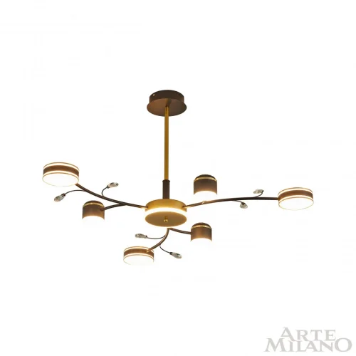 Люстра на штанге LED Ferrara-71040 276240/6+1 BK/GD Arte Milano белая на 1 лампу, основание чёрное в стиле современный фото 6 Люстра на штанге LED Ferrara-71040 276240/6+1 BK/GD Arte Milano белая на 1 лампу, основание чёрное в стиле современный фото 6