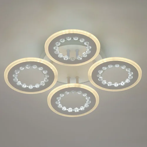 Люстра потолочная LED с пультом Мадлен 424013505 DeMarkt белая на 1 лампа, основание белое в стиле хай-тек с пультом кольца фото 6