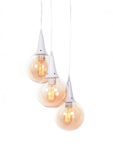 Светильник подвесной LDP 11192-3 WT Lumina Deco янтарный на 3 лампы, основание белое в стиле современный 