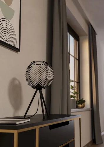 Настольная лампа Waverton 44008 Eglo чёрная белая на 1 лампу, основание чёрное металл в стиле современный лофт кантри фото 3