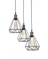 Светильник подвесной Cobi LDP 11609-3 BK Lumina Deco чёрный на 3 лампы, основание чёрное в стиле современный лофт 