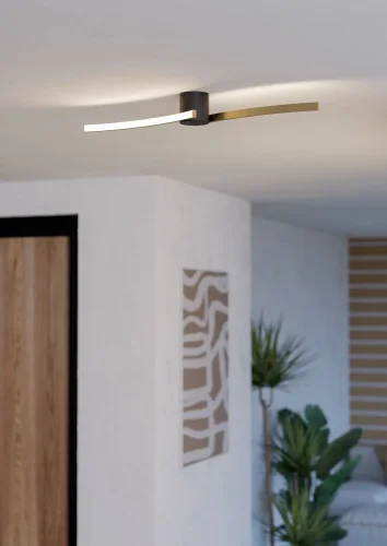 Светильник потолочный LED Aieta 901215 Eglo латунь на 1 лампу, основание чёрное в стиле современный хай-тек фото 2