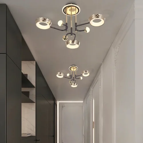 Люстра потолочная LED Ferrara-73210 273210/6 BK/GD Arte Milano белая на 1 лампу, основание золотое в стиле современный хай-тек фото 8